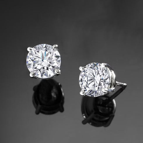 Brilliant Cut 18K White Gold Plated Cubic Zirconia Men Women Solitaire Earrings